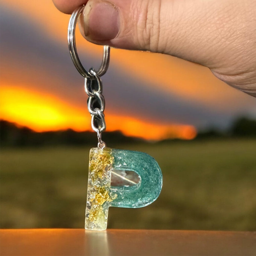 Initial Letter Resin keychain.