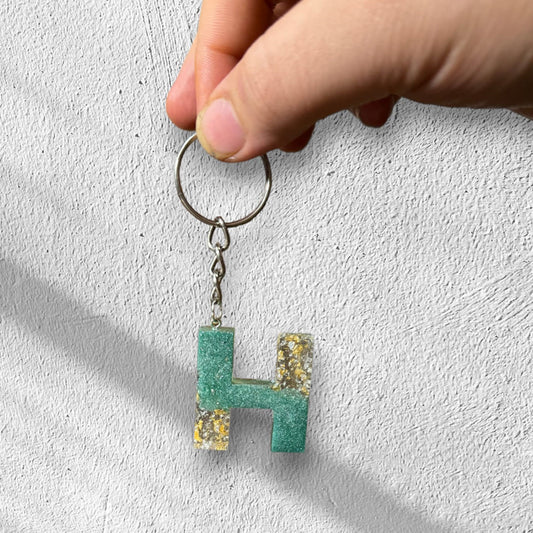 Handcrafted initial letter resin keychain with vibrant colors and a glossy finish—perfect for personal use or gifting.
