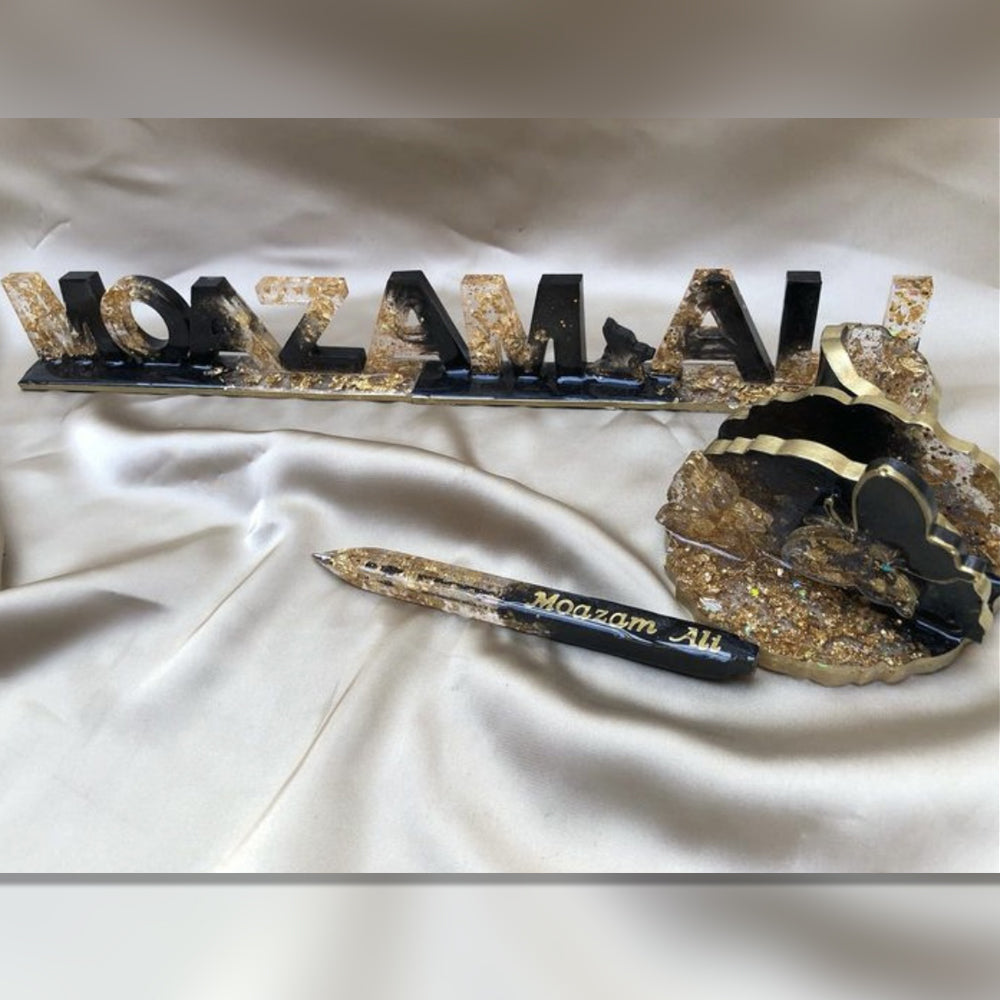 Resin Name Plates With Card and Pen Holder