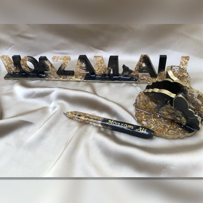 Resin Name Plates With Card and Pen Holder